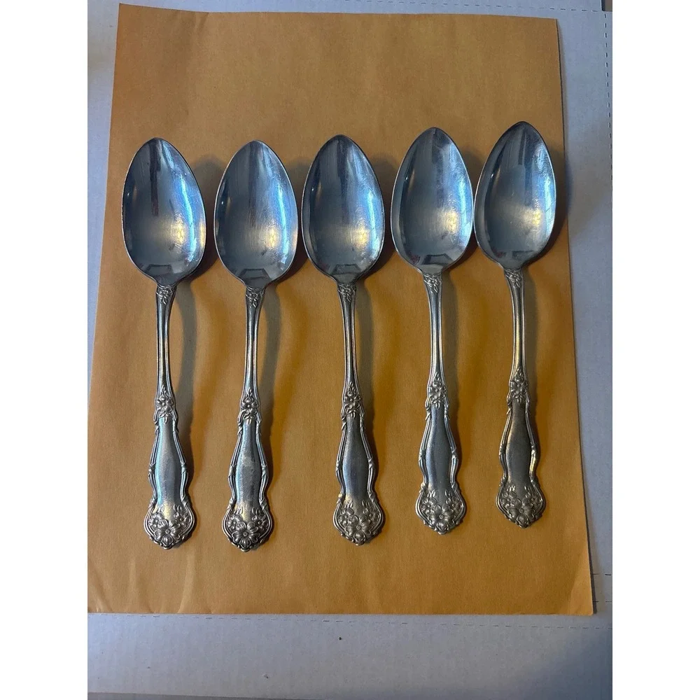Wm Rogers & Son Tablespoon  Set of 5 Silver Silverplate April‎ Floral Pattern